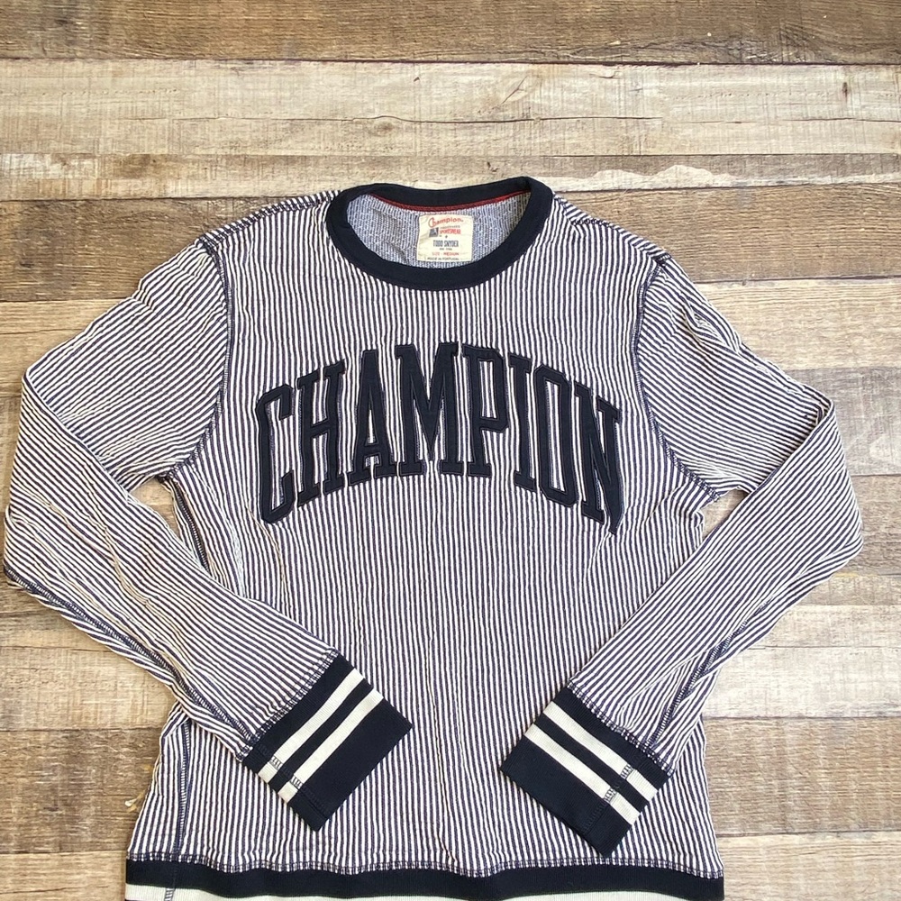 Champion Todd Snyder Striped Sweater - Blue and White